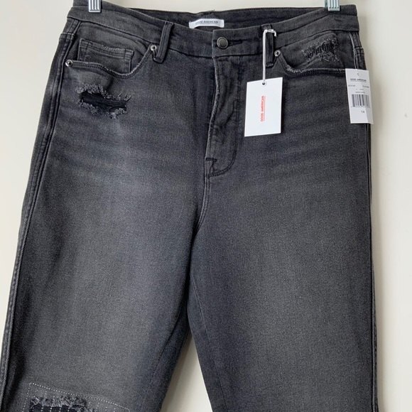 Good American Jeans Size 14 Black Good Curve Distressed Patch - Picture 4 of 9